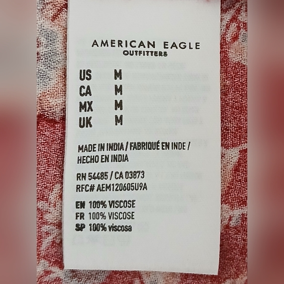 American Eagle Red and Orange Long Sleeve Floral Boho Mini Dress - Picture 10 of 12